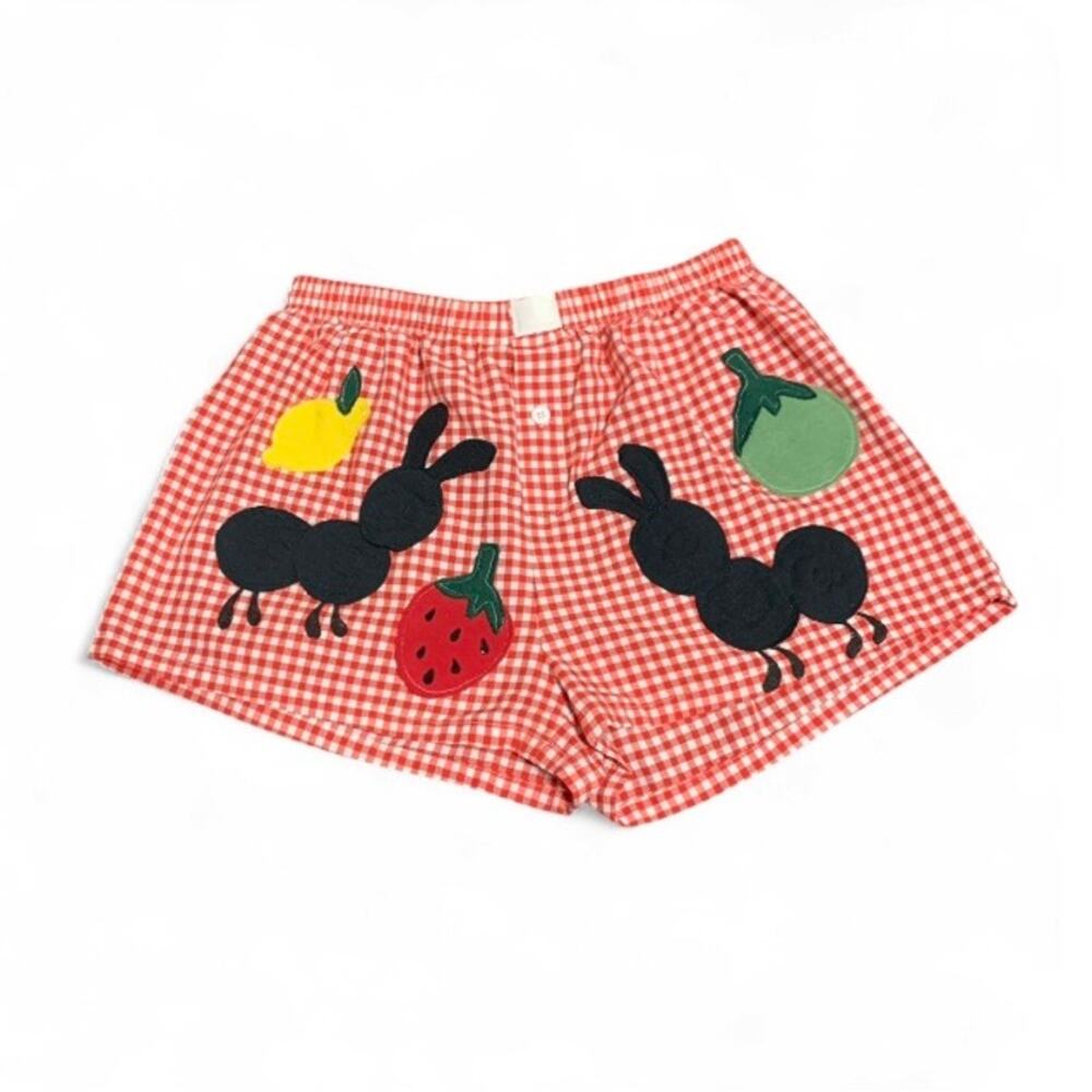 Custom Upcycled Ants at a Picnic Patchwork Mini Shorts